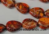 CDI754 15.5 inches 13*18mm flat teardrop dyed imperial jasper beads