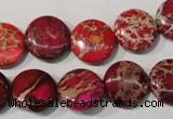 CDI786 15.5 inches 14mm flat round dyed imperial jasper beads