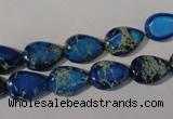 CDI915 15.5 inches 9*13mm flat teardrop dyed imperial jasper beads