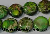 CDI937 15.5 inches 16mm flat round dyed imperial jasper beads