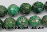 CDI98 16 inches 14mm faceted round dyed imperial jasper beads wholesale