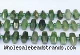 CDJ413 15.5 inches 8*14 - 9*14mm faceted freeform Canadian jade beads