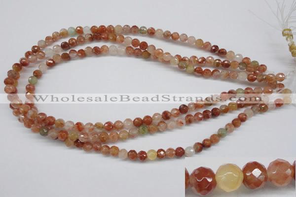 CDQ48 15.5 inches 6mm faceted round natural red quartz beads