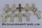 CDQ526 28*45mm - 30*47mm cross druzy quartz beads wholesale