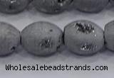 CDQ620 8 inches 10*12mm rice druzy quartz beads wholesale