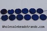 CDQ681 8 inches 30mm flat round druzy quartz beads wholesale