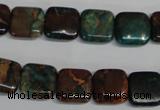 CDS262 15.5 inches 12*12mm square dyed serpentine jasper beads