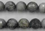 CEE355 15.5 inches 14mm faceted round eagle eye jasper beads