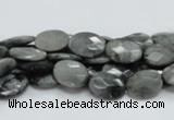 CEE50 15.5 inches 8*10mm faceted oval eagle eye jasper beads