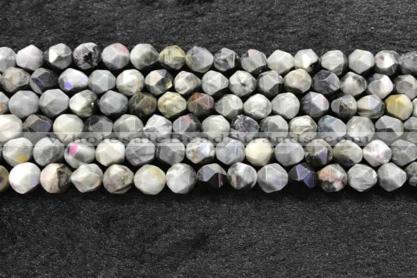 CEE531 15.5 inches 8mm faceted nuggets eagle eye jasper beads