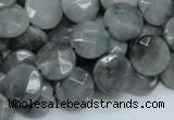 CEE58 15.5 inches 14mm faceted coin eagle eye jasper beads