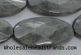 CEE85 15.5 inches 20*40mm faceted oval eagle eye jasper beads