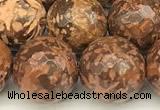 CEJ312 15 inches 10mm faceted round elephant skin jasper beads