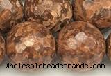 CEJ313 15 inches 12mm faceted round elephant skin jasper beads