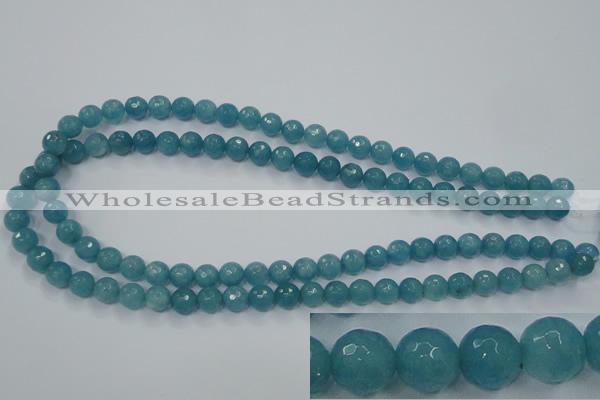 CEQ14 15.5 inches 8mm faceted round blue sponge quartz beads