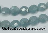 CEQ181 15.5 inches 10mm faceted coin blue sponge quartz beads