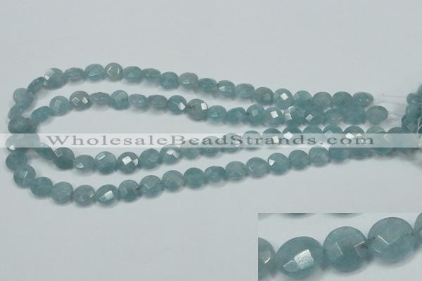 CEQ181 15.5 inches 10mm faceted coin blue sponge quartz beads