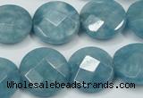 CEQ185 15.5 inches 18mm faceted coin blue sponge quartz beads