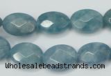 CEQ192 15.5 inches 12*16mm faceted oval blue sponge quartz beads