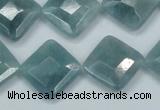 CEQ214 15.5 inches 16*16mm faceted diamond blue sponge quartz beads