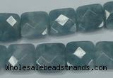 CEQ223 15.5 inches 14*14mm faceted square blue sponge quartz beads