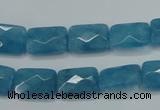 CEQ231 15.5 inches 10*14mm faceted rectangle blue sponge quartz beads