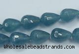 CEQ51 15.5 inches 10*14mm faceted teardrop blue sponge quartz beads