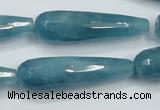 CEQ56 15.5 inches 12*40mm faceted teardrop blue sponge quartz beads