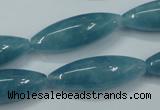 CEQ67 15.5 inches 10*30mm rice blue sponge quartz beads