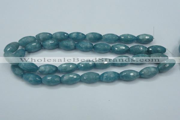 CEQ76 15.5 inches 13*23mm faceted rice blue sponge quartz beads