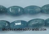 CEQ80 15.5 inches 10*20mm faceted rice blue sponge quartz beads