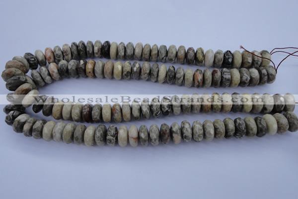 CFA212 15.5 inches 6*14mm faceted rondelle chrysanthemum agate beads