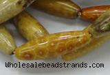 CFA37 15.5 inches 12*40mm rice yellow chrysanthemum agate beads