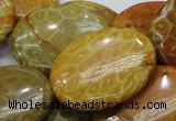 CFA50 15.5 inches 30*40mm oval yellow chrysanthemum agate beads