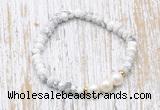 CFB701 faceted rondelle white howlite & potato white freshwater pearl stretchy bracelet