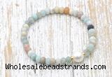 CFB706 faceted rondelle amazonite & potato white freshwater pearl stretchy bracelet