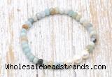 CFB707 faceted rondelle amazonite & potato white freshwater pearl stretchy bracelet