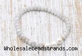 CFB722 faceted rondelle white crazy lace agate & potato white freshwater pearl stretchy bracelet