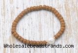 CFB739 faceted rondelle wooden jasper & potato white freshwater pearl stretchy bracelet