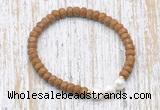 CFB740 faceted rondelle wooden jasper & potato white freshwater pearl stretchy bracelet