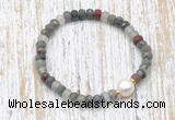 CFB745 faceted rondelle African bloodstone & potato white freshwater pearl stretchy bracelet