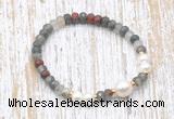 CFB747 faceted rondelle African bloodstone & potato white freshwater pearl stretchy bracelet