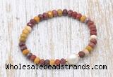 CFB760 faceted rondelle mookaite & potato white freshwater pearl stretchy bracelet