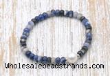 CFB769 faceted rondelle sodalite & potato white freshwater pearl stretchy bracelet