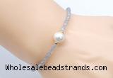 CFB804 4mm faceted round labradorite & potato white freshwater pearl bracelet