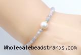 CFB808 4mm faceted round morganite & potato white freshwater pearl bracelet