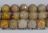 CFC229 15.5 inches 6mm faceted round fossil coral beads