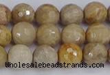 CFC230 15.5 inches 8mm faceted round fossil coral beads