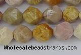 CFC237 15.5 inches 8mm faceted nuggets fossil coral beads