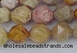 CFC238 15.5 inches 10mm faceted nuggets fossil coral beads